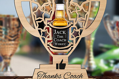 Intra απο ξύλο plywood 3mm-4mm πάχος Μπουκαλοθήκη Trophy Cup Coach  Δίασταση 15x15 cm INTRAFABR-103451660