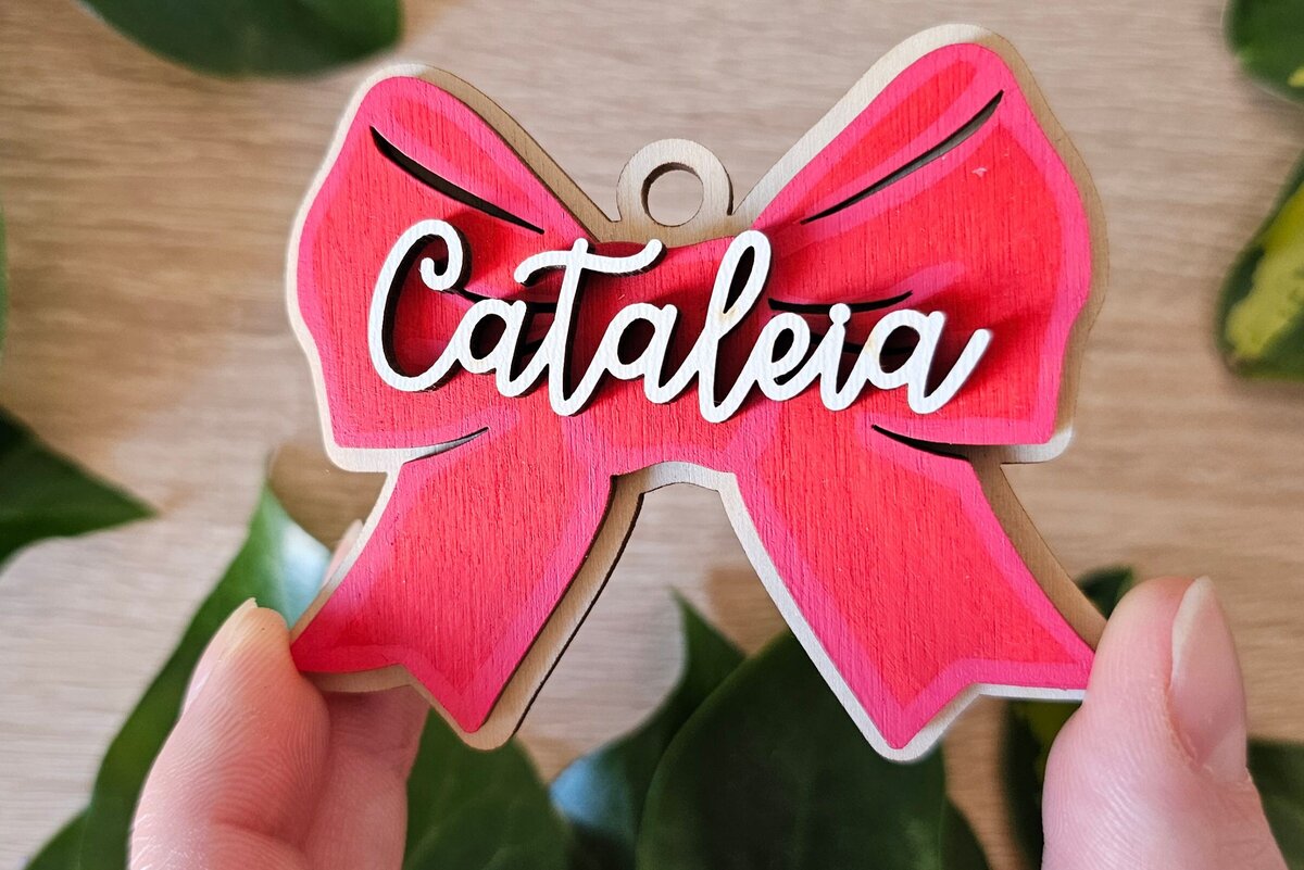 Σετ των 3 Intra απο ξύλο plywood 3mm-4mm πάχος Μπρελόκ φιόγκο | Bow Tag | Δίασταση 4x4 cm INTRAFABR-118419888