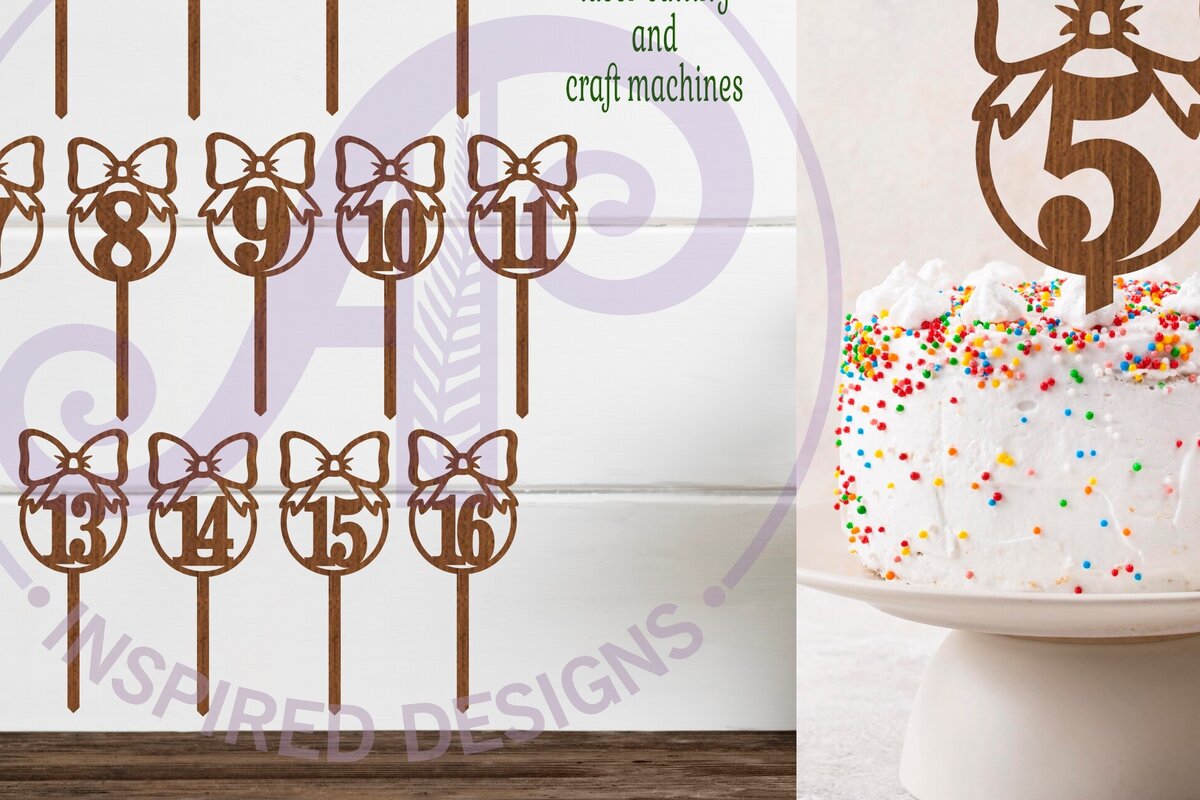 Intra απο ξύλο plywood 3mm-4mm πάχος Φιόγκοι Νούμερο Cake , 16 σχέδια Δίασταση 30x20 cm INTRAFABR-120453598