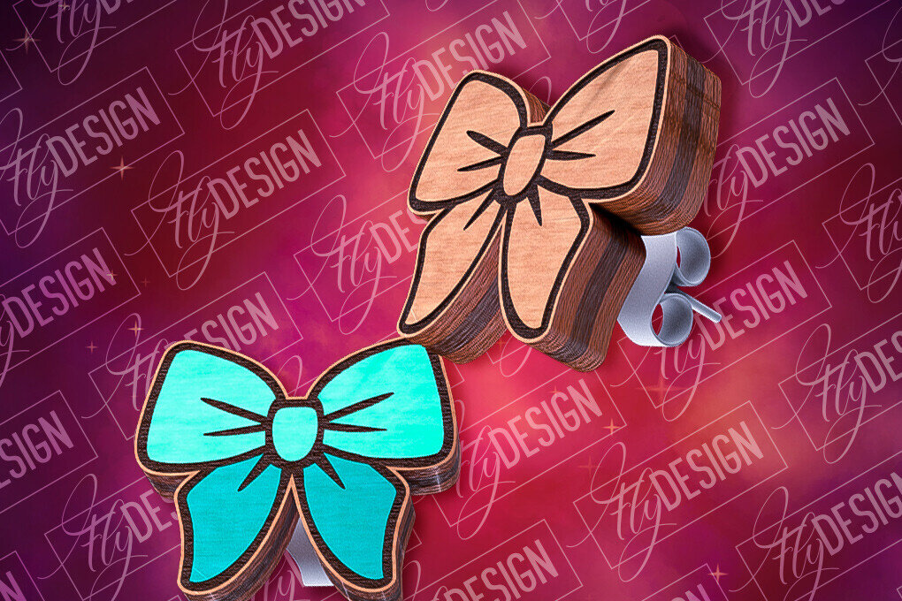 Σετ των 3 Intra απο ξύλο plywood 3mm-4mm πάχος Σκουλαρίκια με φιόγκο | CNC Δίασταση 3x3 cm INTRAFABR-84105416