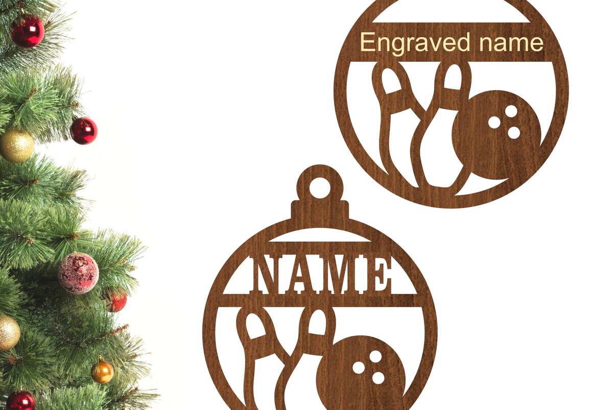 Σετ των 3 Intra απο ξύλο plywood 3mm-4mm πάχος Χριστουγεννιάτικο στολίδι Bowling Δίασταση 3x3 cm INTRAFABR-77300706