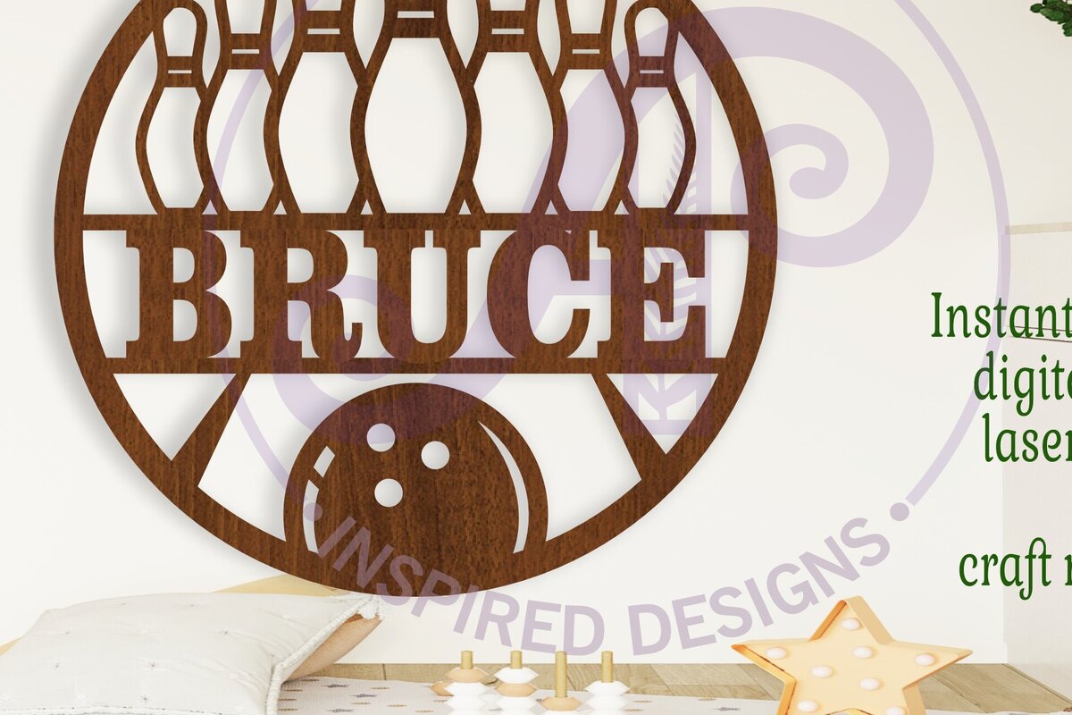 Σετ των 3 Intra απο ξύλο plywood 3mm-4mm πάχος Σήμα ονόματος  με θέμα το μπόουλινγκ Δίασταση 6x6 cm INTRAFABR-106972196