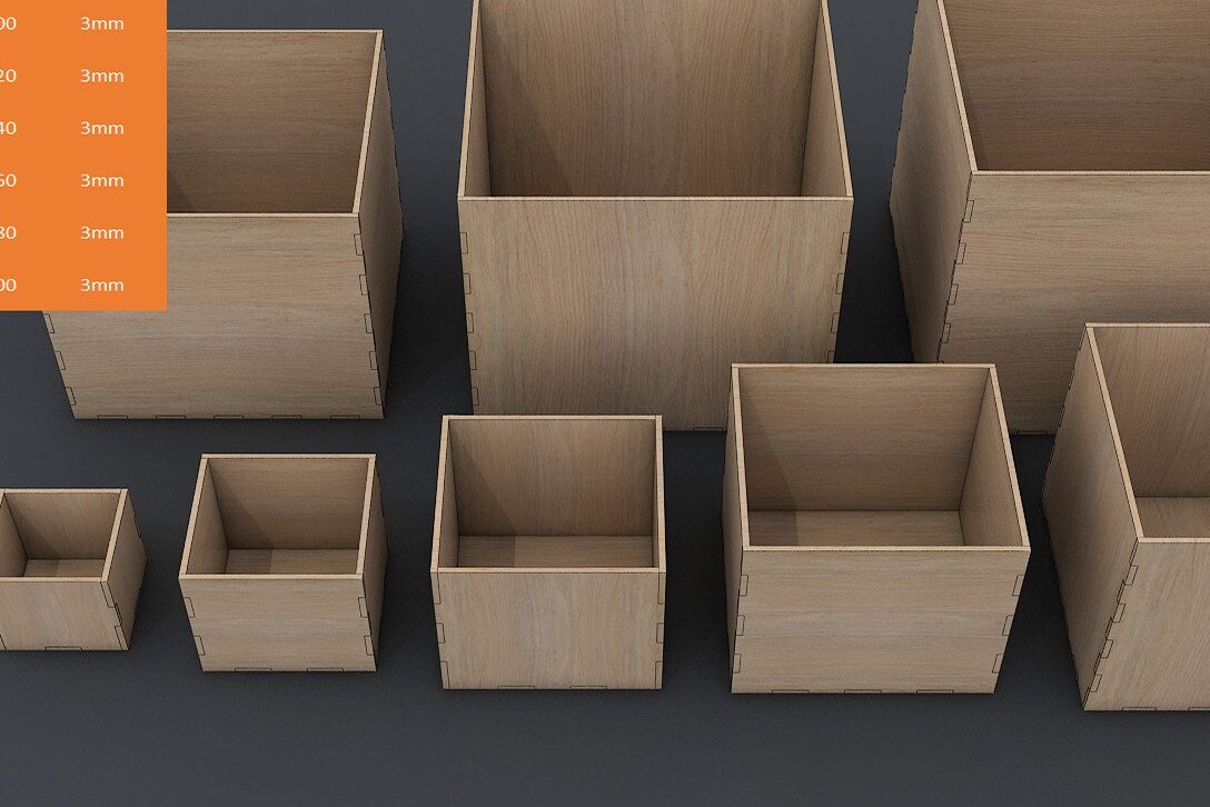 Σετ των 2 Intra απο ξύλο plywood 3mm-4mm πάχος Box Glowforge  047 Δίασταση 15x15 cm INTRAFABR-34647542