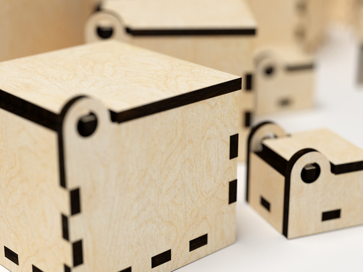 Σετ των 2 Intra απο ξύλο plywood 3mm-4mm πάχος Box - κοπής με λέιζερ Δίασταση 15x15 cm INTRAFABR-24953103