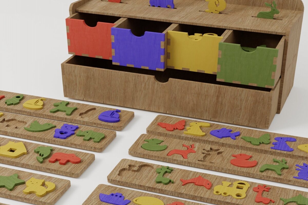 Intra απο ξύλο plywood 3mm-4mm πάχος κουτί με παζλ για μωρό Δίασταση 30x20 cm INTRAFABR-113817976