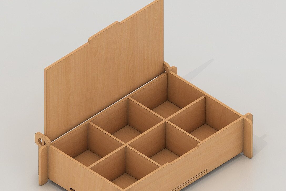 Intra απο ξύλο plywood 3mm-4mm πάχος Κουτί με διαχωριστικό / Κουτί με αναδιπλούμενο καπάκι Δίασταση 30x20 cm INTRAFABR-43065244