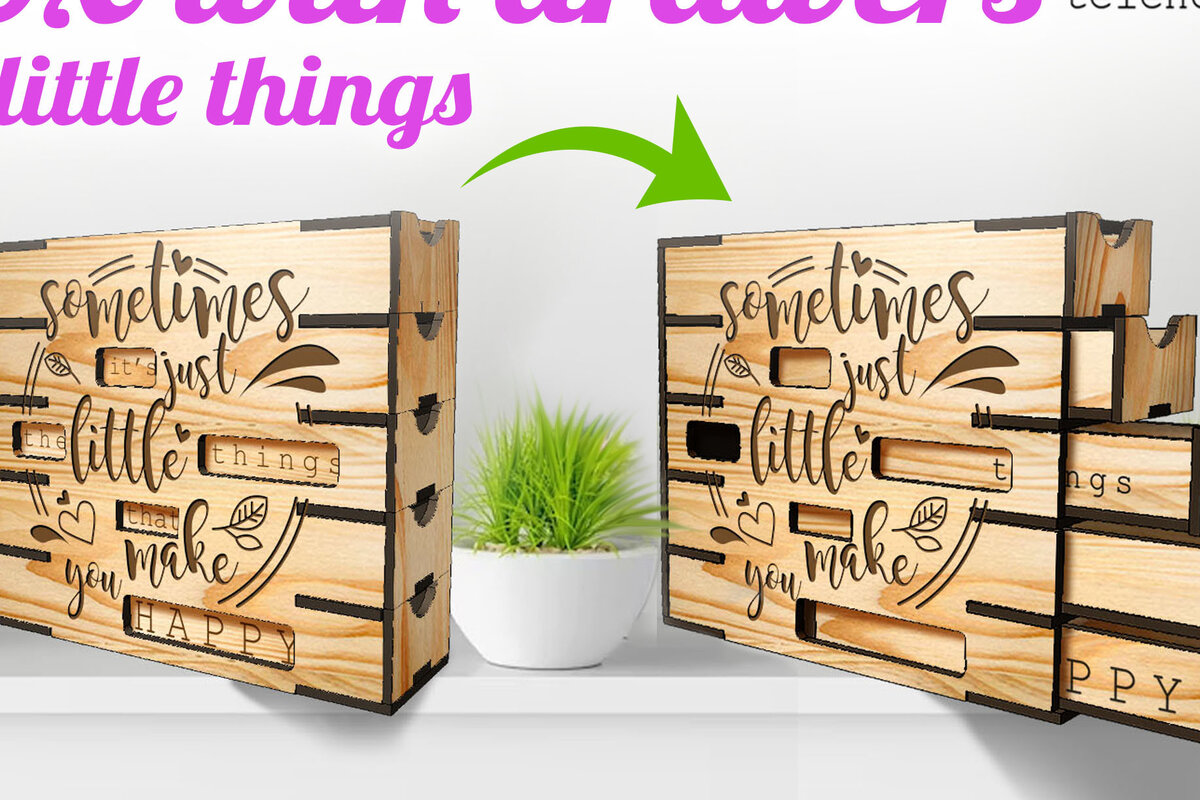 Intra απο ξύλο plywood 3mm-4mm πάχος Κουτί με συρτάρια για μικρά πράγματα Δίασταση 30x20 cm INTRAFABR-70931915