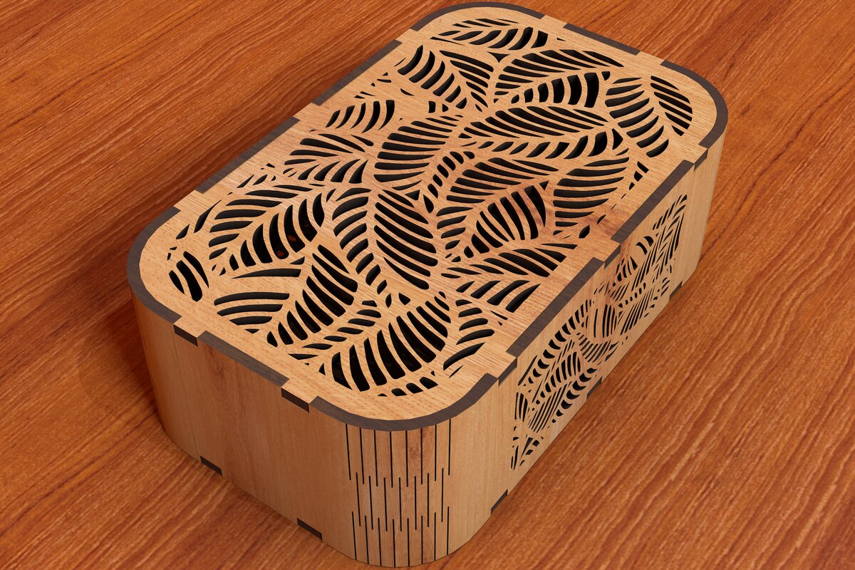 Σετ των 3 Intra απο ξύλο plywood 3mm-4mm πάχος Κουτί με floral στολίδι Δίασταση 2x2 cm INTRAFABR-108720849