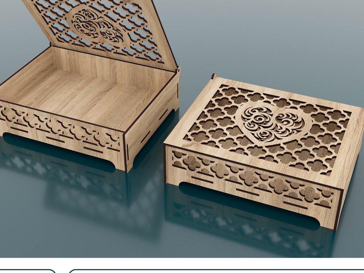 Σετ των 2 Intra απο ξύλο plywood 3mm-4mm πάχος Κουτί με Cut Heart  Δίασταση 15x15 cm INTRAFABR-57353110