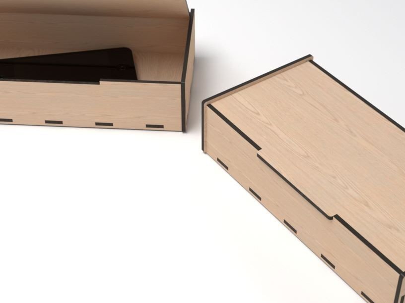 Σετ των 2 Intra απο ξύλο plywood 3mm-4mm πάχος Κουτί με καπάκι ανύψωσης Δίασταση 15x15 cm INTRAFABR-33680778