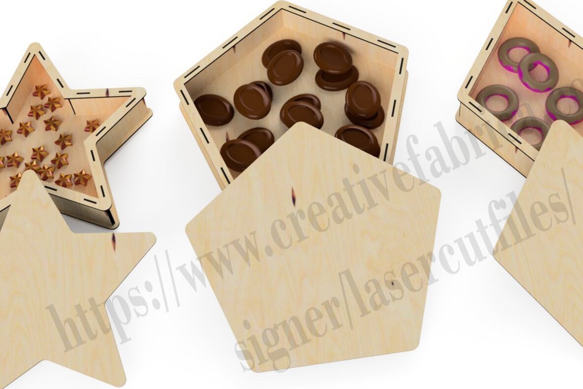 Σετ των 3 Intra απο ξύλο plywood 3mm-4mm πάχος Κουτιά Δίασταση 15x15 cm INTRAFABR-30487432