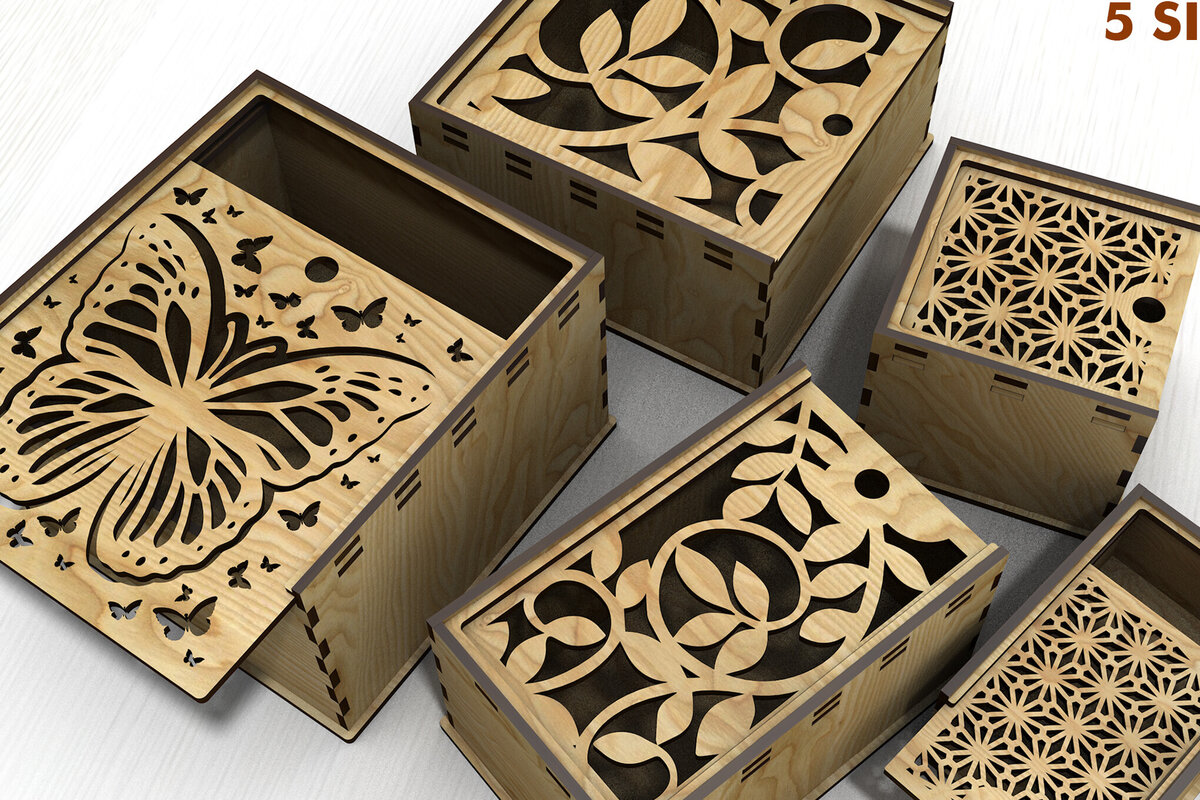 Σετ των 2 Intra απο ξύλο plywood 3mm-4mm πάχος Κουτιά με δέσμη καπακιού Δίασταση 15x15 cm INTRAFABR-107230933