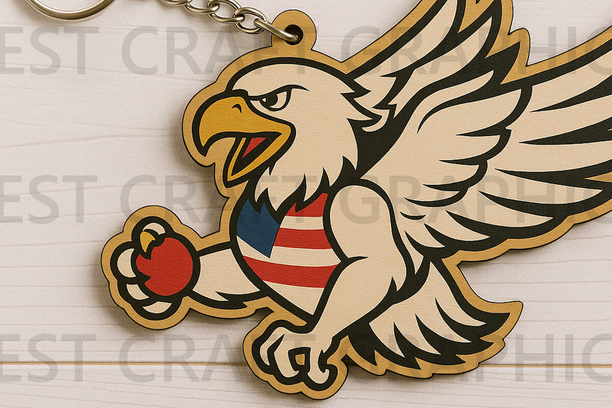 Σετ των 3 Intra απο ξύλο plywood 3mm-4mm πάχος Boxing Eagle USA Keychain Δίασταση 6x6 cm INTRAFABR-122667768