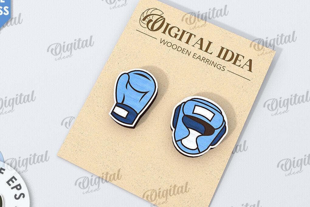 Σετ των 3 Intra απο ξύλο plywood 3mm-4mm πάχος Σκουλαρίκια πυγμαχίας . Sports Δίασταση 3x3 cm INTRAFABR-116493970