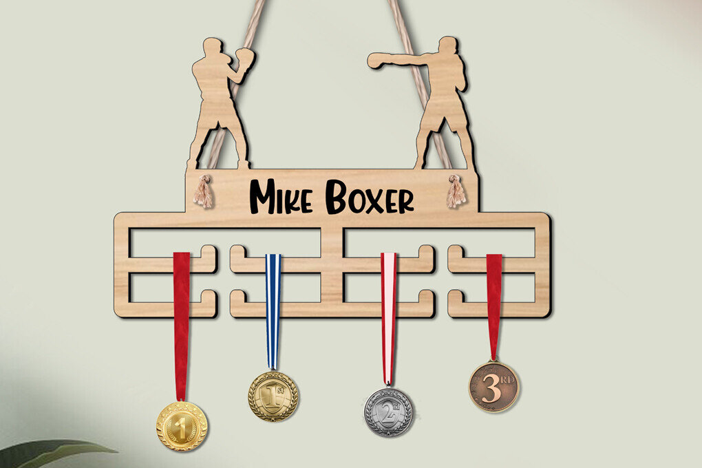 Σετ των 2 Intra απο ξύλο plywood 3mm-4mm πάχος Boxing Sport Man Medal Hanger Δώρο Δίασταση 15x15 cm INTRAFABR-120594670