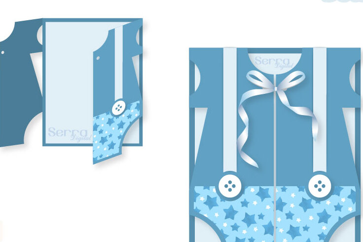 Σετ των 2 Intra απο ξύλο plywood 3mm-4mm πάχος Πρότυπο πρόσκλησης κάρτας Boy Onesie Δίασταση 15x15 cm INTRAFABR-4678298