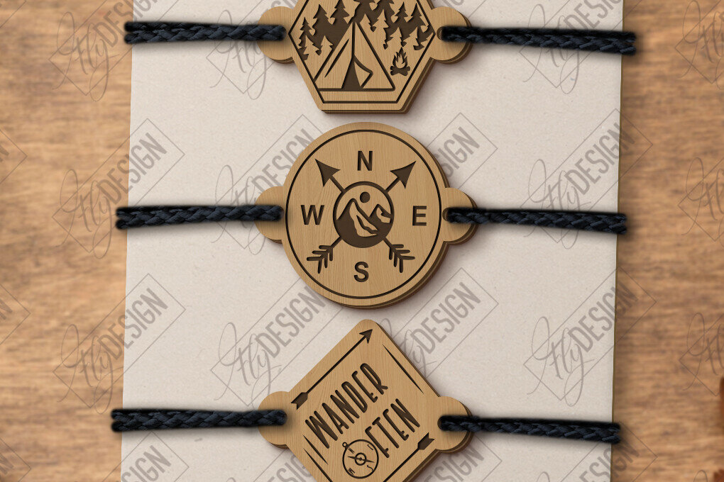 Σετ των 3 Intra απο ξύλο plywood 3mm-4mm πάχος Βραχιόλια Charm | Αξεσουάρ Δίασταση 5x5 cm INTRAFABR-123577536