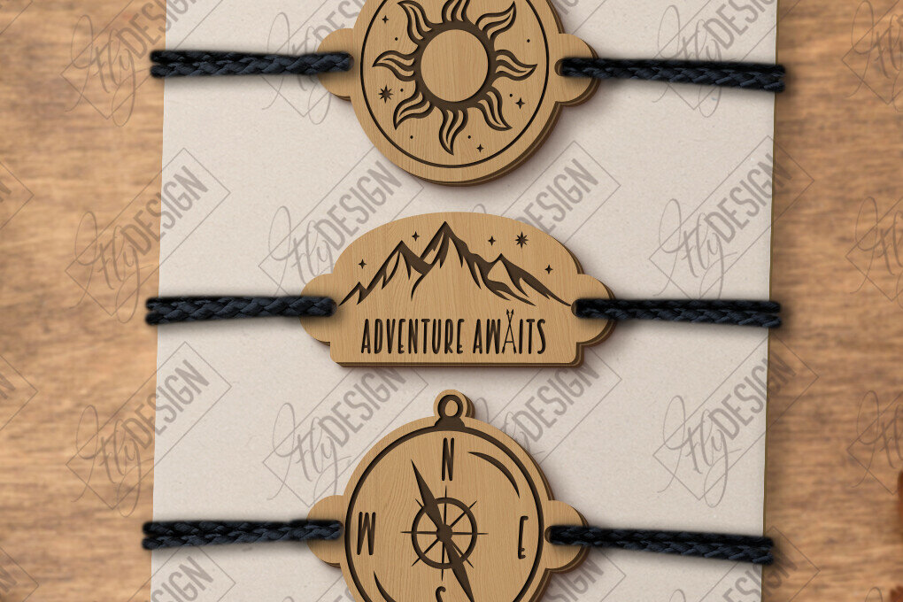 Σετ των 3 Intra απο ξύλο plywood 3mm-4mm πάχος Βραχιόλια Charm | Αξεσουάρ Δίασταση 5x5 cm INTRAFABR-123577537