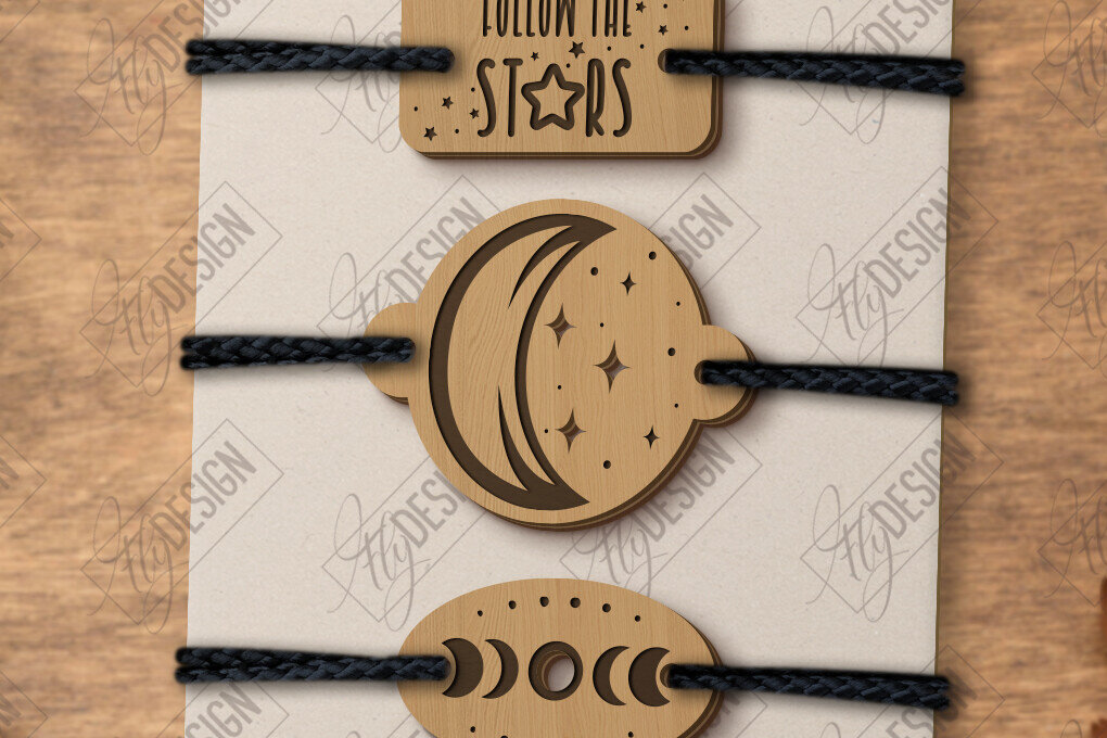 Σετ των 3 Intra απο ξύλο plywood 3mm-4mm πάχος Βραχιόλια Charm | Αξεσουάρ Δίασταση 5x5 cm INTRAFABR-123577538