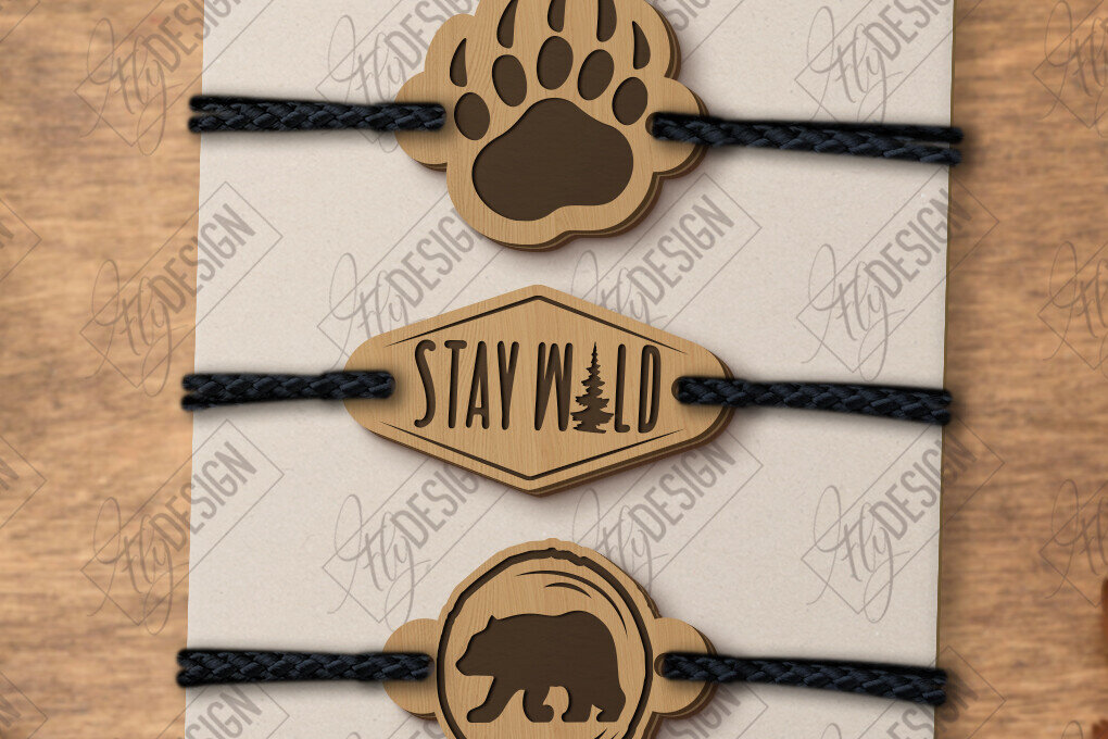 Σετ των 3 Intra απο ξύλο plywood 3mm-4mm πάχος Βραχιόλια Charm | Αξεσουάρ Δίασταση 5x5 cm INTRAFABR-123577535