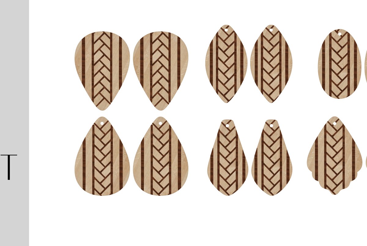 Σετ των 3 Intra απο ξύλο plywood 3mm-4mm πάχος  για σκουλαρίκια πλεξούδας Δίασταση 1x1 cm INTRAFABR-36088093