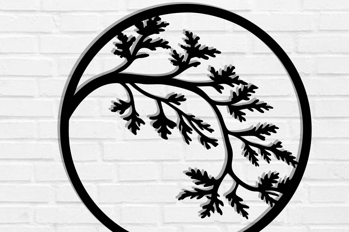 Intra απο ξύλο plywood 3mm-4mm πάχος Branch Metal Wall Art, Branch Δίασταση 40x40 cm INTRAFABR-119072627