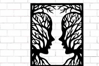 Intra απο ξύλο plywood 3mm-4mm πάχος Κλαδιά Ζευγάρι Τέχνης Τοίχου Κοπής με Λέιζερ Δίασταση 40x40 cm INTRAFABR-112615946