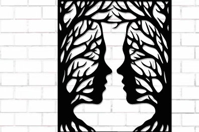 Intra απο ξύλο plywood 3mm-4mm πάχος Κλαδιά Ζευγάρι Τέχνης Τοίχου Κοπής με Λέιζερ Δίασταση 40x40 cm INTRAFABR-112615854