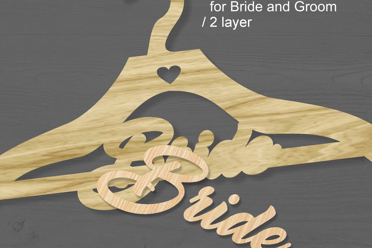 Σετ των 3 Intra απο ξύλο plywood 3mm-4mm πάχος λέιζερ κρεμάστρας νυφών και γαμπρού Δίασταση 10x10 cm INTRAFABR-106802892