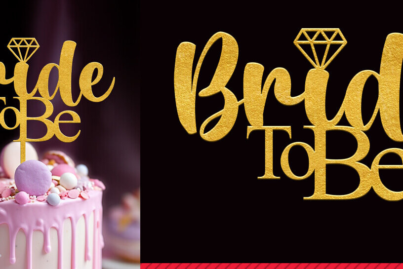 Σετ των 2 Intra απο ξύλο plywood 3mm-4mm πάχος Bride to Be Cake Topper Cut File Δίασταση 15x15 cm INTRAFABR-88832938