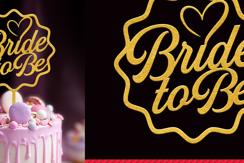 Σετ των 3 Intra απο ξύλο plywood 3mm-4mm πάχος Bride to Be Cake Topper Cut File Δίασταση 15x15 cm INTRAFABR-88834471