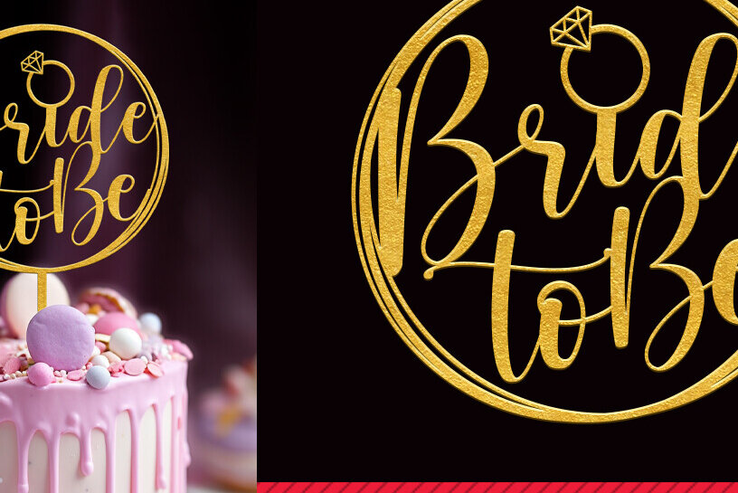 Σετ των 2 Intra απο ξύλο plywood 3mm-4mm πάχος Bride to Be Cake Topper Cut File Δίασταση 15x15 cm INTRAFABR-88834729