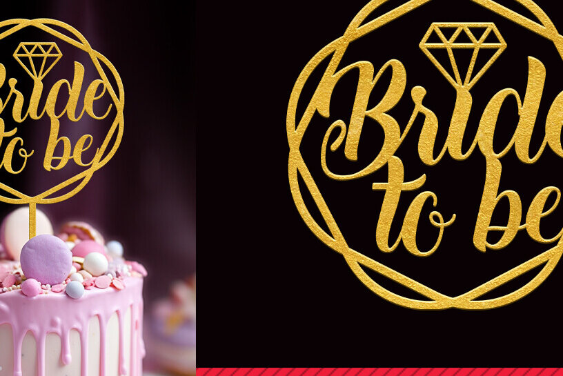 Σετ των 2 Intra απο ξύλο plywood 3mm-4mm πάχος Bride to Be Cake Topper Cut File Δίασταση 15x15 cm INTRAFABR-88901474