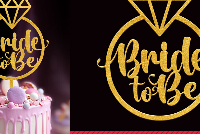 Σετ των 2 Intra απο ξύλο plywood 3mm-4mm πάχος Bride to Be Cake Topper Cut File Δίασταση 15x15 cm INTRAFABR-88727888