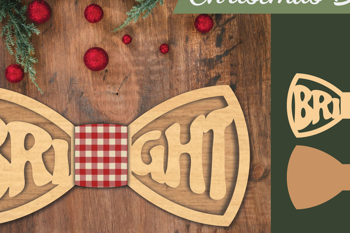 Σετ των 2 Intra απο ξύλο plywood 3mm-4mm πάχος Bright Bowtie Δίασταση 15x15 cm INTRAFABR-112130360