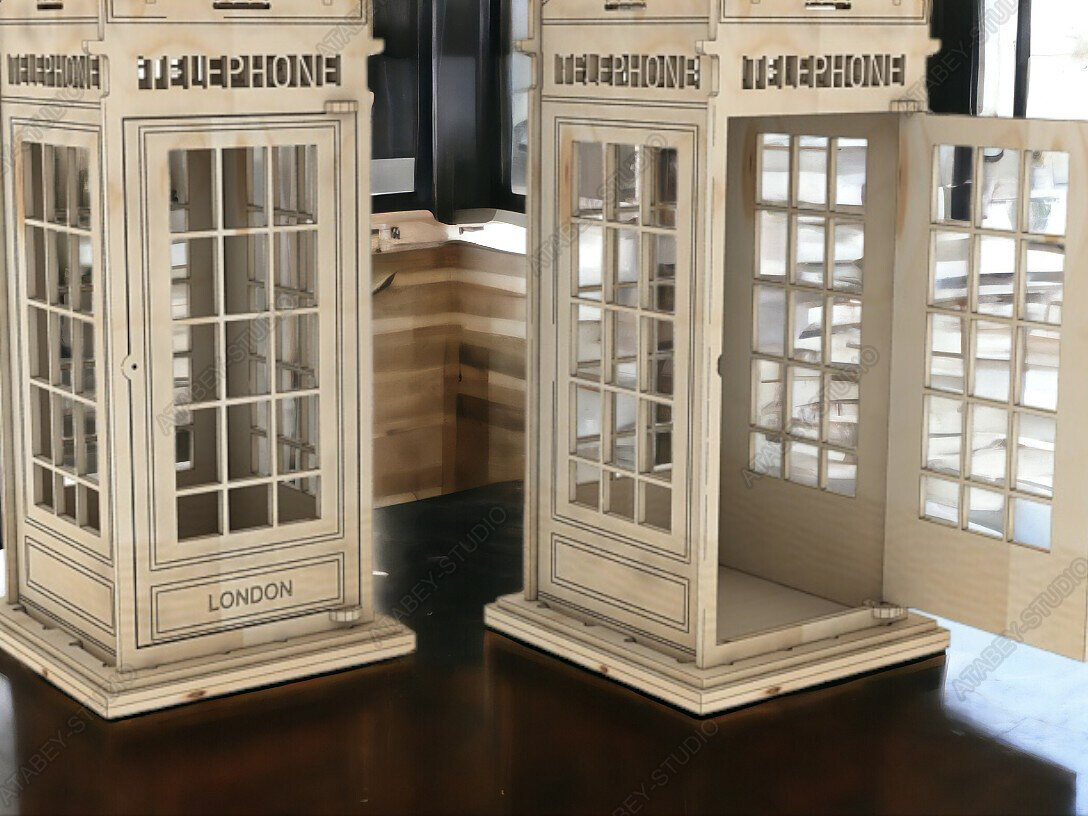 Intra απο ξύλο plywood 3mm-4mm πάχος Βρετανικός τηλεφωνικός θάλαμος, σχέδια τηλεφωνικής θυρίδας Δίασταση 30x20 cm INTRAFABR-92959499