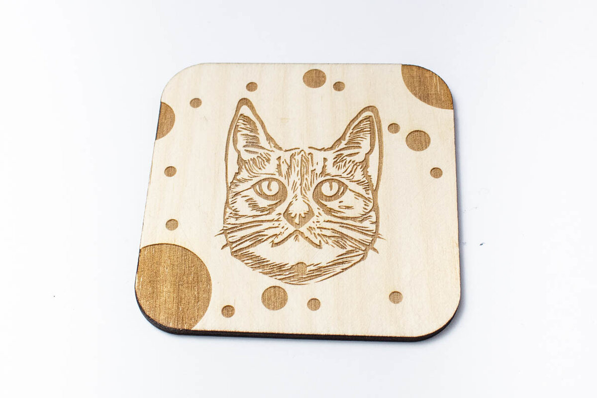 Σετ των 2 Intra απο ξύλο plywood 3mm-4mm πάχος British Shorthair Cartoon Coaster Cat, χαραγμένο Δίασταση 15x15 cm INTRAFABR-66210723