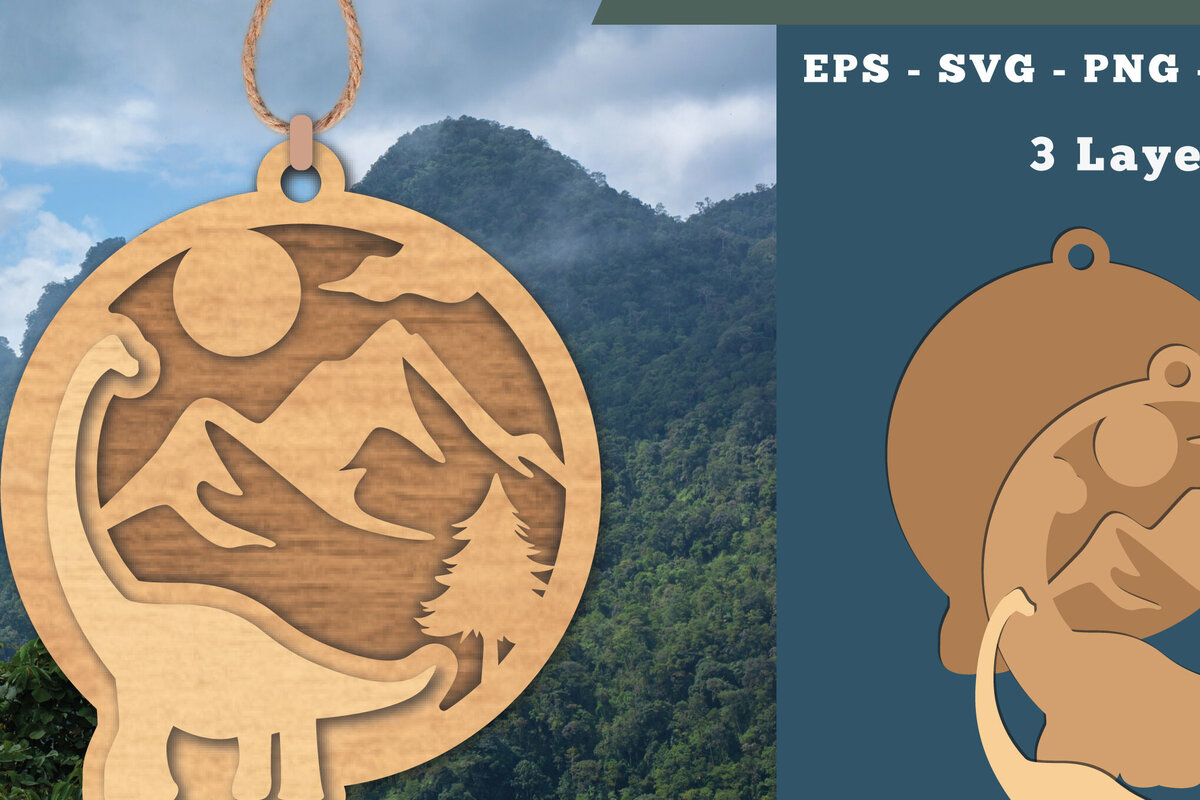 Σετ των 3 Intra απο ξύλο plywood 3mm-4mm πάχος Στολίδι Brontosaurus Cut  Δίασταση 8x8 cm INTRAFABR-112012971