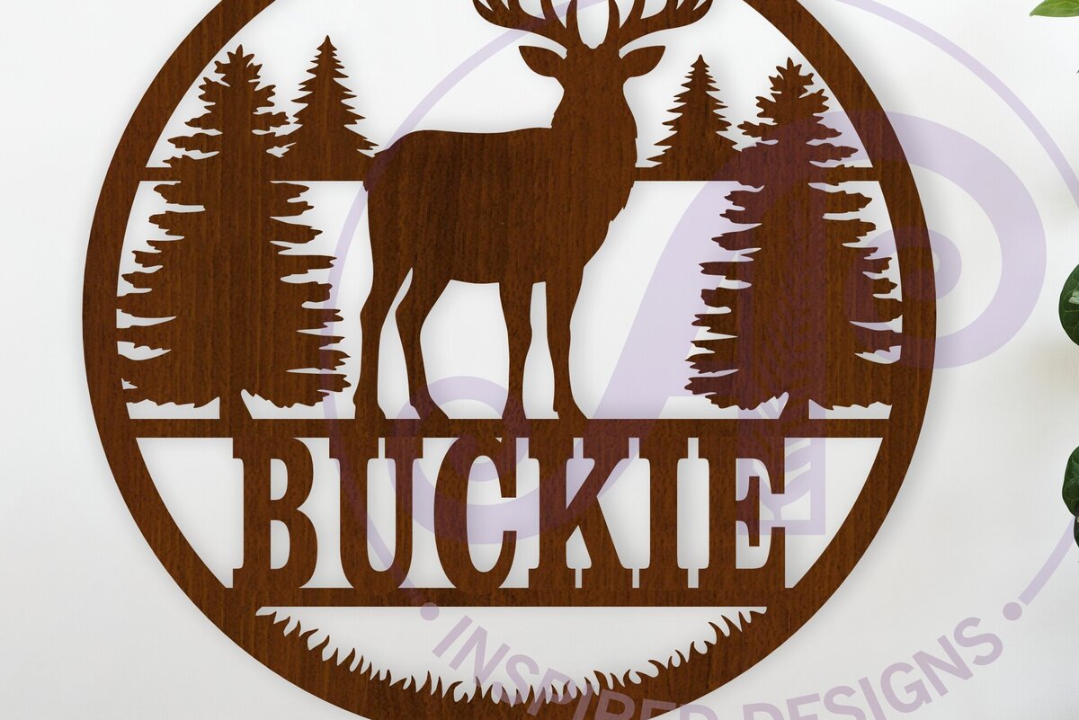 Σετ των 3 Intra απο ξύλο plywood 3mm-4mm πάχος Επιγραφή τοίχου με όνομα Buck Deer, Δίασταση 10x10 cm INTRAFABR-117375928