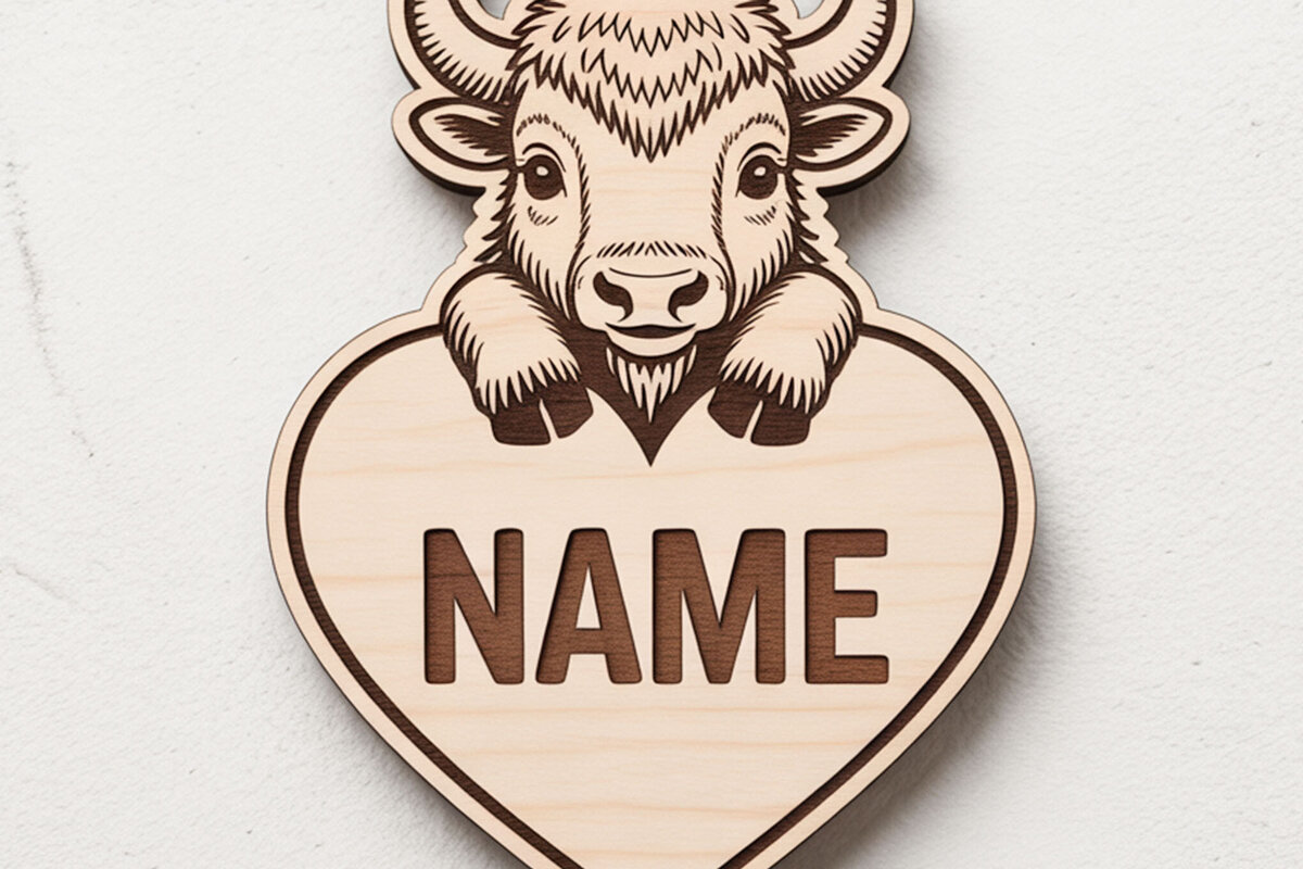 Σετ των 3 Intra απο ξύλο plywood 3mm-4mm πάχος Buffalo Heart Name Keychain Δίασταση 6x6 cm INTRAFABR-122886771