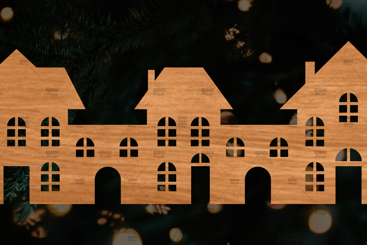 Σετ των 2 Intra απο ξύλο plywood 3mm-4mm πάχος Κτίρια αποκοπής αρχείου , σπιτιών Δίασταση 15x15 cm INTRAFABR-108110728