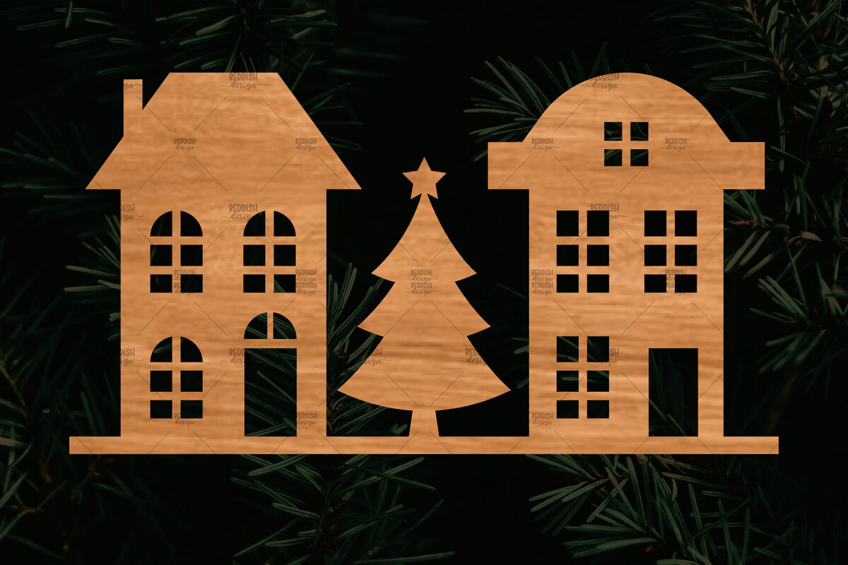 Σετ των 2 Intra απο ξύλο plywood 3mm-4mm πάχος Κτίρια αποκοπής αρχείου , σπιτιών Δίασταση 15x15 cm INTRAFABR-107621140