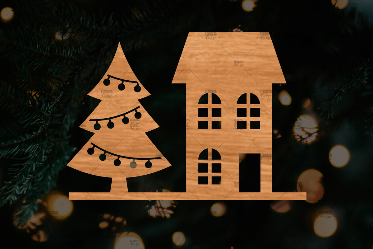 Σετ των 2 Intra απο ξύλο plywood 3mm-4mm πάχος Κτίρια αποκοπής αρχείου , σπιτιών Δίασταση 15x15 cm INTRAFABR-107621193