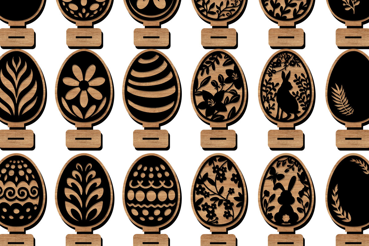 Σετ των 3 Intra απο ξύλο plywood 3mm-4mm πάχος 24 File Πασχαλινό Αυγό Cut Δίασταση 8x8 cm INTRAFABR-112257920