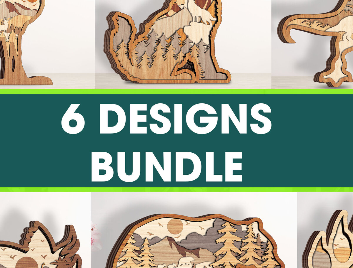 Σετ των 3 Intra απο ξύλο plywood 3mm-4mm πάχος κομμένου ζώου σε επίπεδο σχεδίασης πακέτου 6 Δίασταση 10x10 cm INTRAFABR-95129994