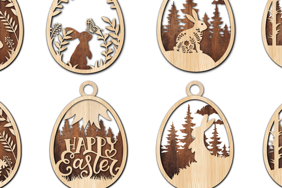 Σετ των 3 Intra απο ξύλο plywood 3mm-4mm πάχος 8 Σχέδια Πασχαλινή Δίασταση 8x8 cm INTRAFABR-115736643