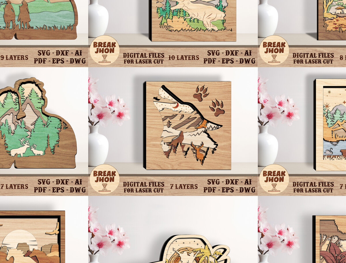 Intra απο ξύλο plywood 3mm-4mm πάχος 9 Design Multilayer Scene Art Δίασταση 30x20 cm INTRAFABR-96491182