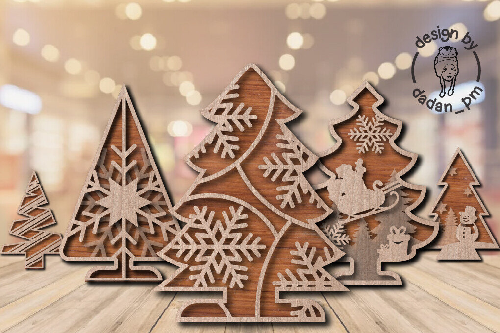 Σετ των 2 Intra απο ξύλο plywood 3mm-4mm πάχος Δέσμη Χριστουγεννιάτικου Δέντρου Δίασταση 15x15 cm INTRAFABR-104876766