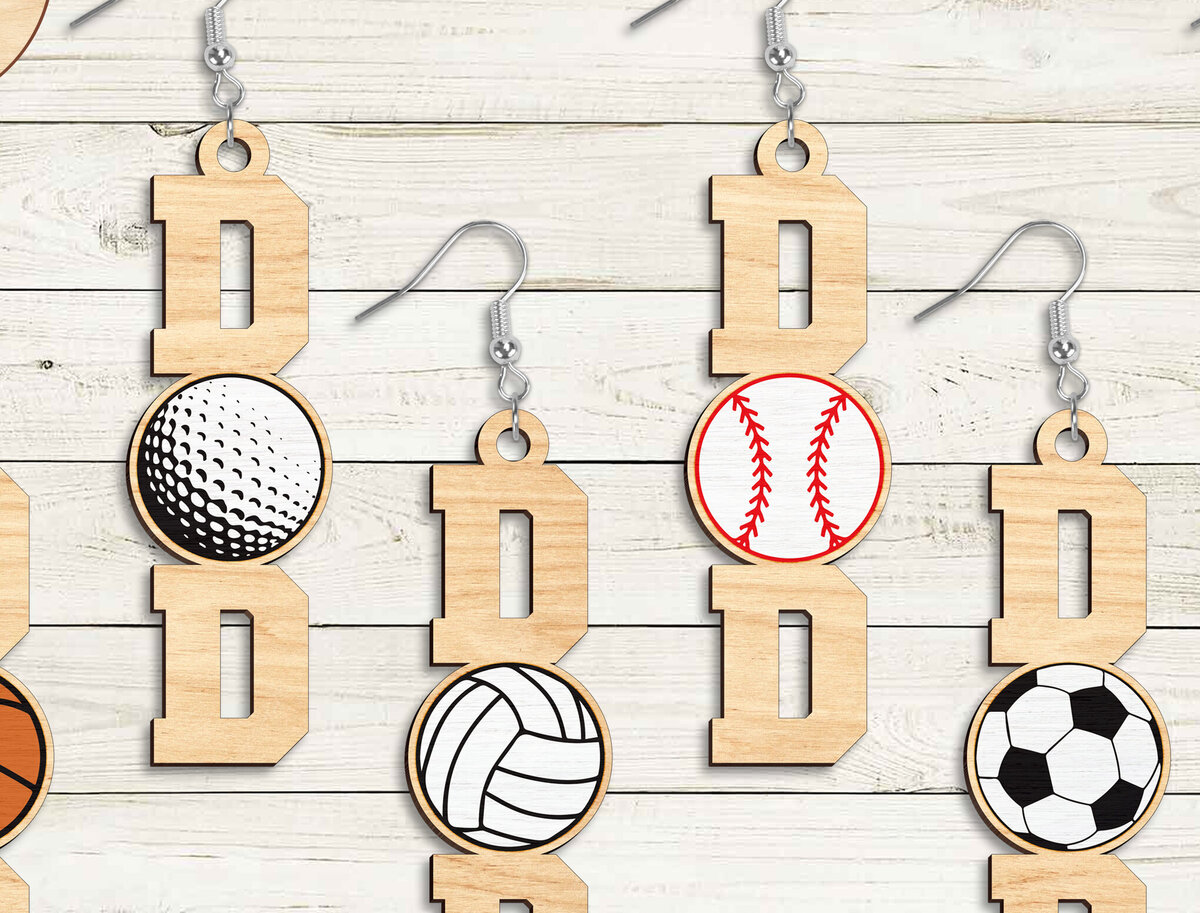 Σετ των 2 Intra απο ξύλο plywood 3mm-4mm πάχος Dad Sport Earing Δίασταση 15x15 cm INTRAFABR-97458852