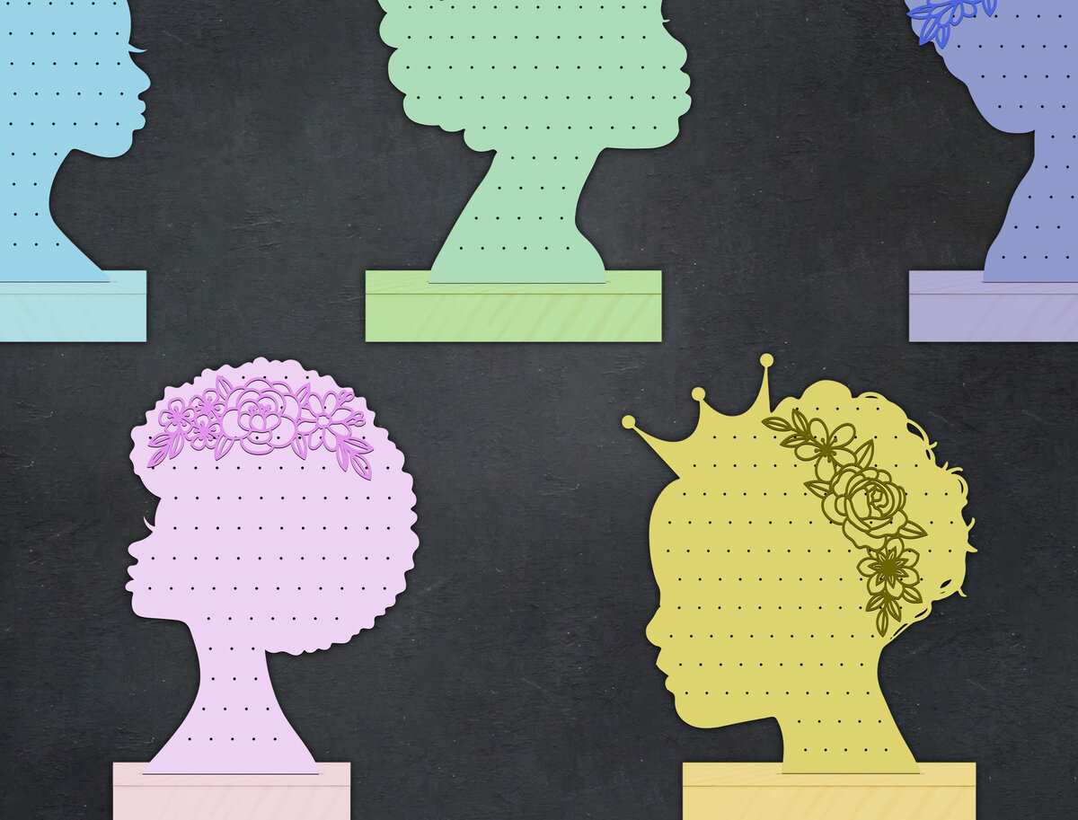 Σετ των 3 Intra απο ξύλο plywood 3mm-4mm πάχος Floral Afro Girl Σκουλαρίκια Stand Δίασταση 3x3 cm INTRAFABR-28977083